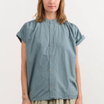 Ichi Antiquities Apparel Womens Blouses Typewriter Shirt Ice Blue / One Size