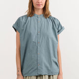 Ichi Antiquities Apparel Womens Blouses Typewriter Shirt Ice Blue / One Size