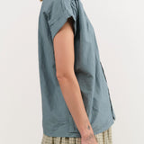 Ichi Antiquities Apparel Womens Blouses Typewriter Shirt Ice Blue / One Size