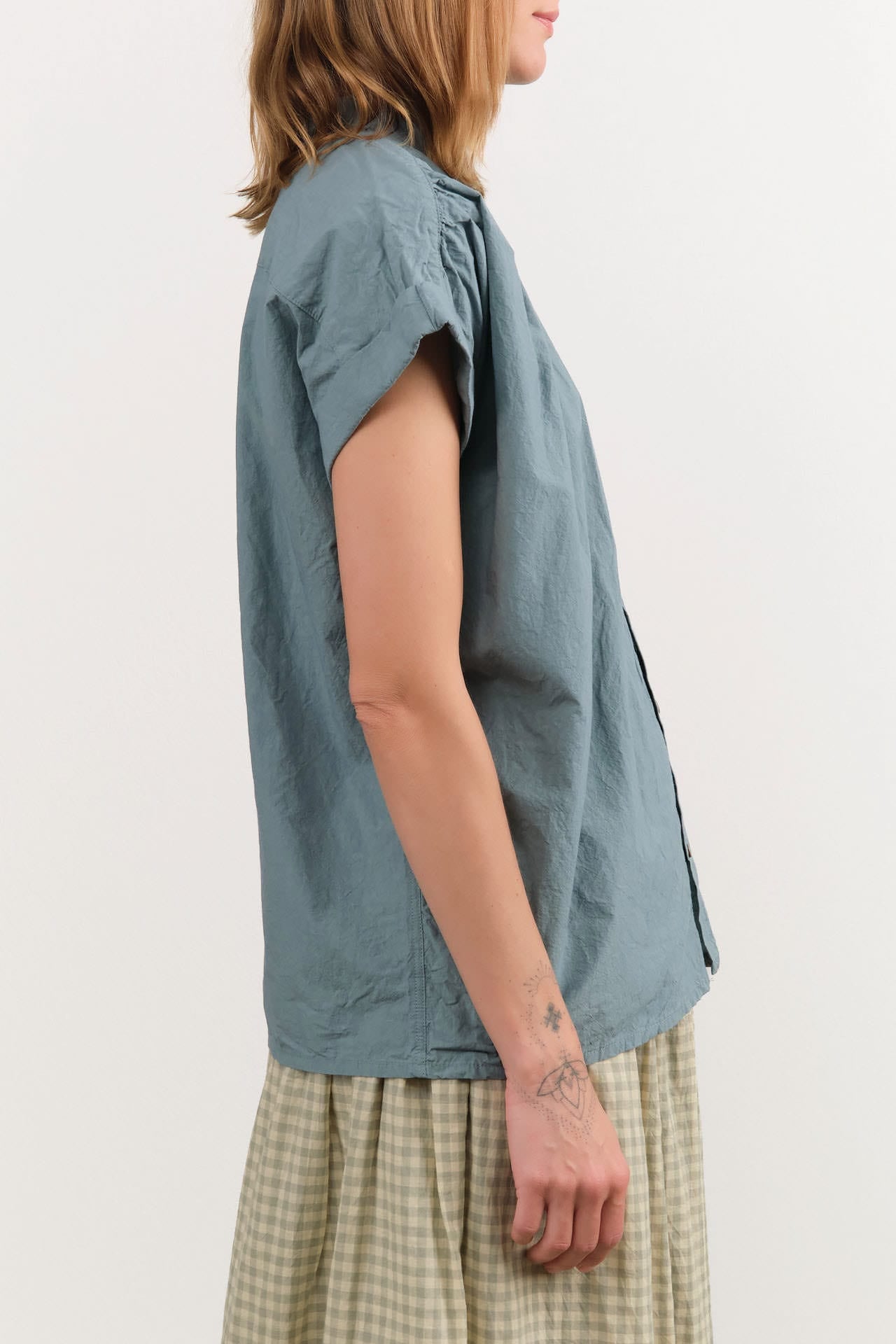 Ichi Antiquities Apparel Womens Blouses Typewriter Shirt Ice Blue / One Size