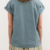 Ichi Antiquities Apparel Womens Blouses Typewriter Shirt Ice Blue / One Size