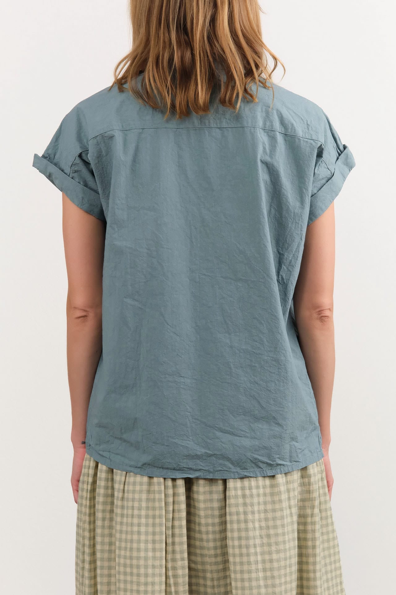 Ichi Antiquities Apparel Womens Blouses Typewriter Shirt Ice Blue / One Size