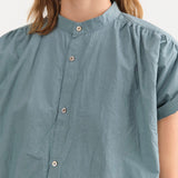 Ichi Antiquities Apparel Womens Blouses Typewriter Shirt Ice Blue / One Size