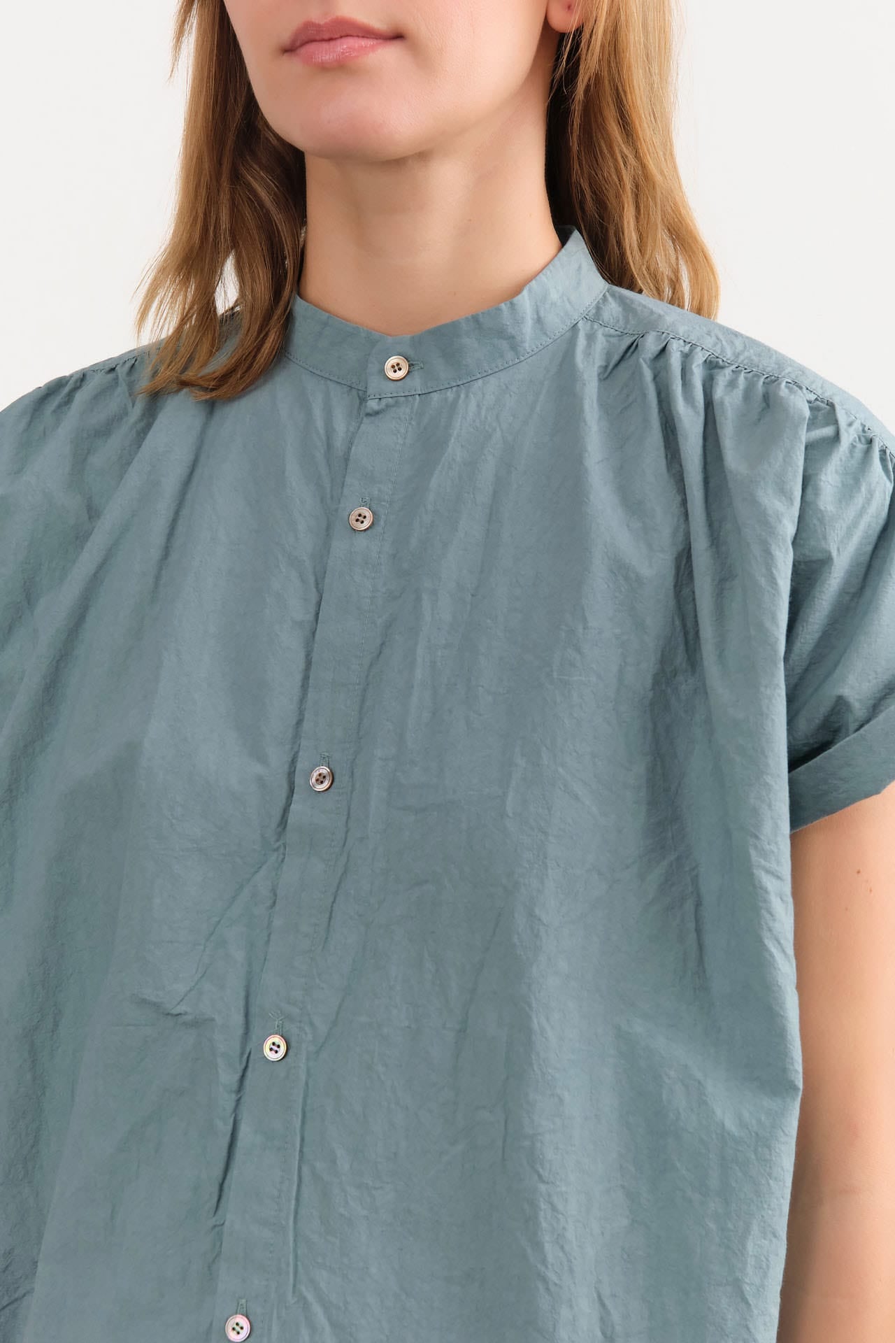 Ichi Antiquities Apparel Womens Blouses Typewriter Shirt Ice Blue / One Size