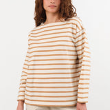 Ichi Antiquities Apparel Womens Blouses Undyed Stripe Pullover Natural x Camel / One Size