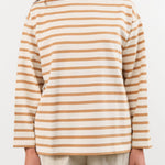 Ichi Antiquities Apparel Womens Blouses Undyed Stripe Pullover Natural x Camel / One Size