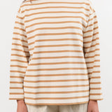 Ichi Antiquities Apparel Womens Blouses Undyed Stripe Pullover Natural x Camel / One Size