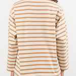 Ichi Antiquities Apparel Womens Blouses Undyed Stripe Pullover Natural x Camel / One Size