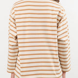 Ichi Antiquities Apparel Womens Blouses Undyed Stripe Pullover Natural x Camel / One Size