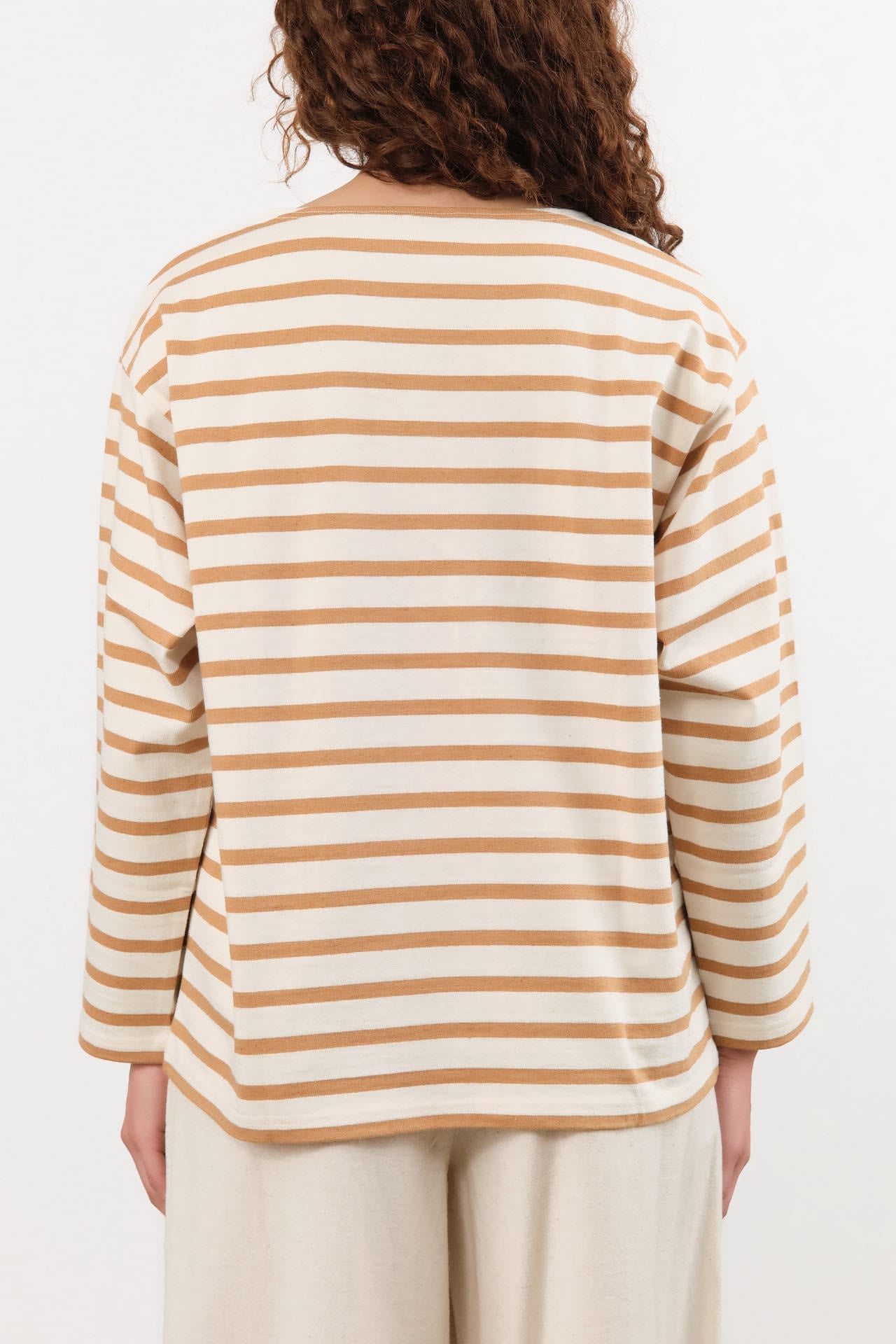 Ichi Antiquities Apparel Womens Blouses Undyed Stripe Pullover Natural x Camel / One Size