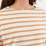 Ichi Antiquities Apparel Womens Blouses Undyed Stripe Pullover Natural x Camel / One Size