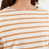 Ichi Antiquities Apparel Womens Blouses Undyed Stripe Pullover Natural x Camel / One Size