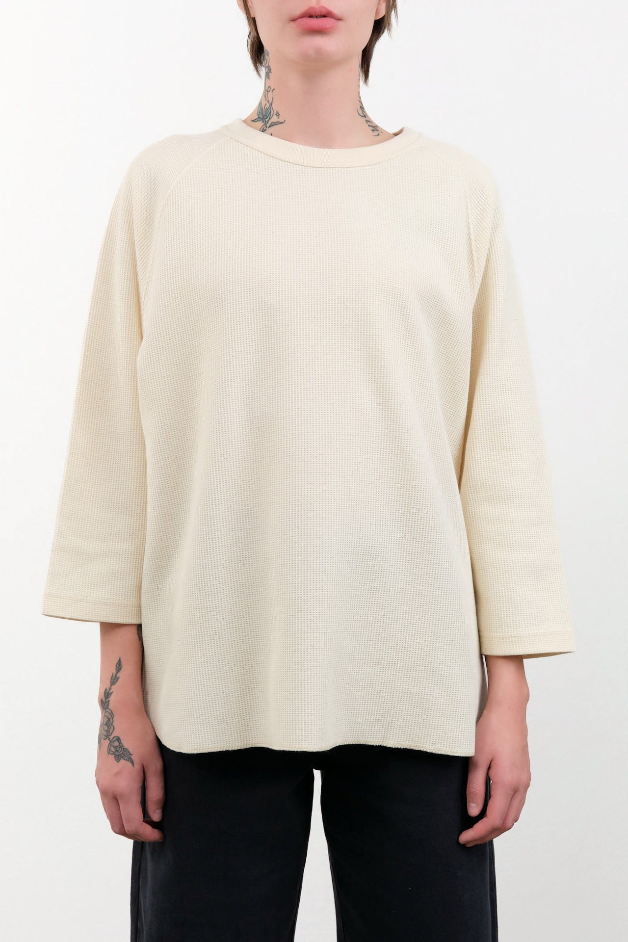 Ichi Antiquities Apparel Womens Blouses Undyed Waffle Pullover Natural / One Size