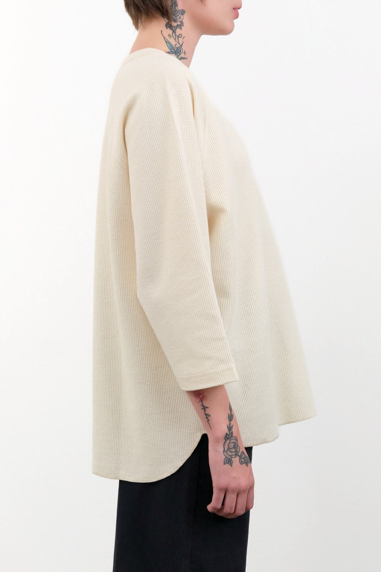 Ichi Antiquities Apparel Womens Blouses Undyed Waffle Pullover Natural / One Size