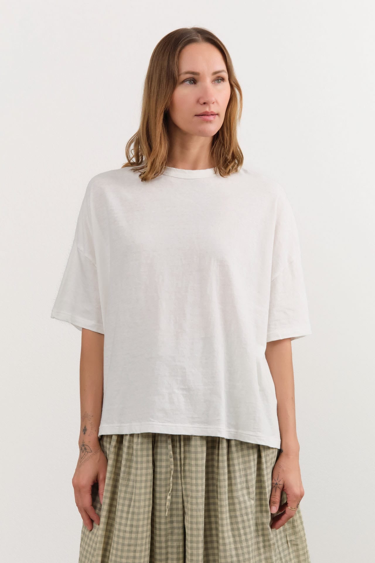 Ichi Antiquities Apparel Womens Tees Wide Knit T-Shirt in White White / One Size
