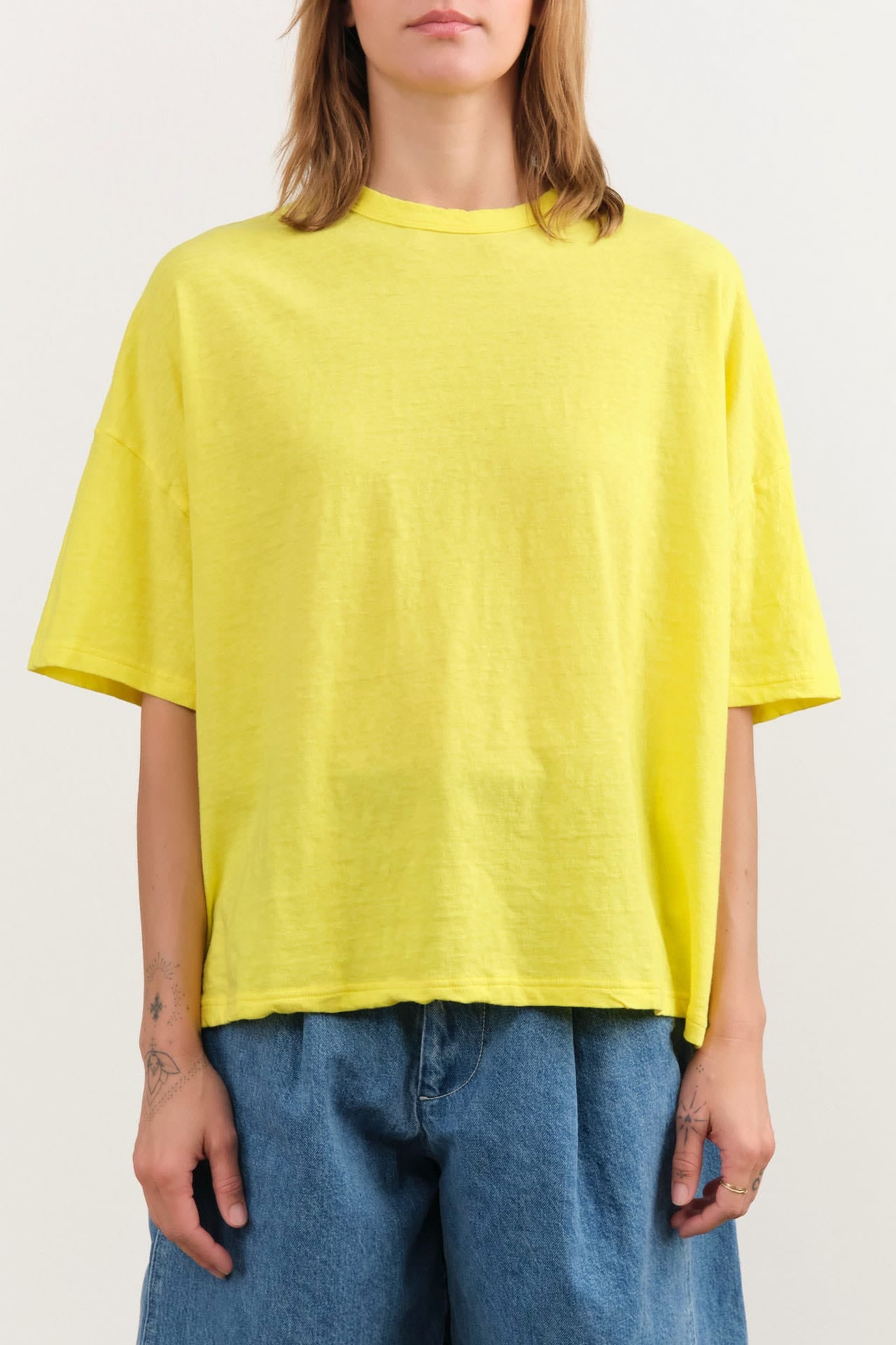 Ichi Antiquities Apparel Womens Tees Wide Knit T-Shirt in Yellow Yellow / One Size