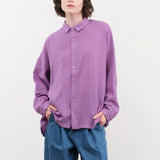 Ichi Antiquities Apparel Womens Blouses Wool Cotton Gingham Shirt Pink x Blue / One Size
