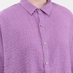 Ichi Antiquities Apparel Womens Blouses Wool Cotton Gingham Shirt Pink x Blue / One Size