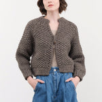 Ichi Antiquities Apparel Womens Sweaters Wool Hand Knit Cardigan Gray / One Size