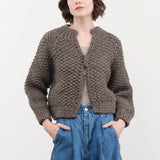Ichi Antiquities Apparel Womens Sweaters Wool Hand Knit Cardigan Gray / One Size