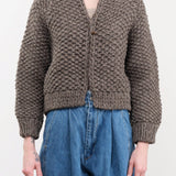 Ichi Antiquities Apparel Womens Sweaters Wool Hand Knit Cardigan Gray / One Size