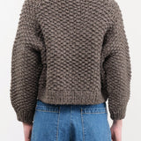 Ichi Antiquities Apparel Womens Sweaters Wool Hand Knit Cardigan Gray / One Size