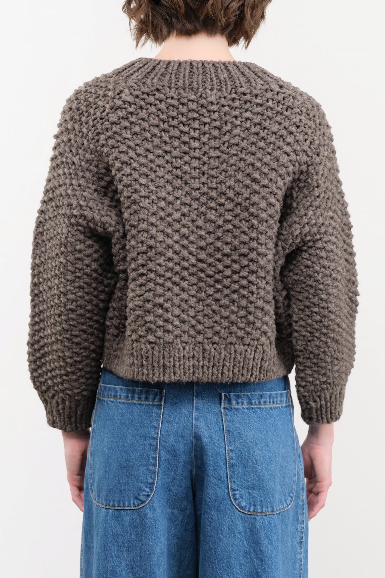 Ichi Antiquities Apparel Womens Sweaters Wool Hand Knit Cardigan Gray / One Size
