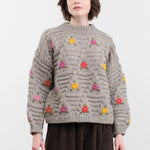 Ichi Antiquities Apparel Womens Sweaters Wool Hand Knit Pullover Gray / One Size