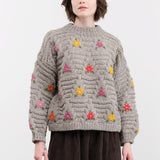Ichi Antiquities Apparel Womens Sweaters Wool Hand Knit Pullover Gray / One Size