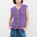 Ichi Antiquities Apparel Womens Sweaters Wool Hand Knit Vest Purple / One Size