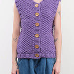 Ichi Antiquities Apparel Womens Sweaters Wool Hand Knit Vest Purple / One Size