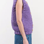 Ichi Antiquities Apparel Womens Sweaters Wool Hand Knit Vest Purple / One Size
