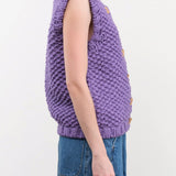 Ichi Antiquities Apparel Womens Sweaters Wool Hand Knit Vest Purple / One Size