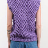 Ichi Antiquities Apparel Womens Sweaters Wool Hand Knit Vest Purple / One Size