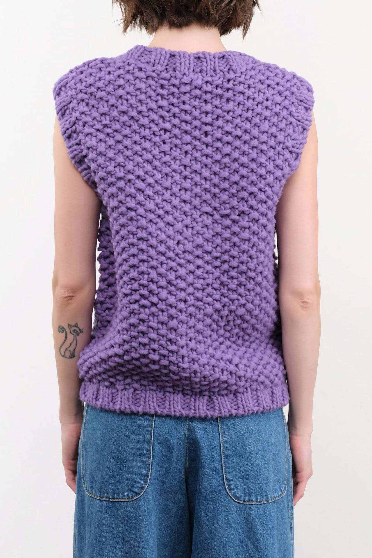 Ichi Antiquities Apparel Womens Sweaters Wool Hand Knit Vest Purple / One Size