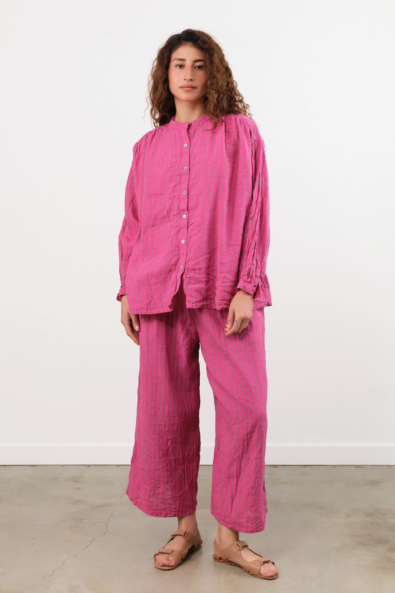 Ichi Antiquities Apparel Womens Pants Woven Stripe Pants Pink / One Size