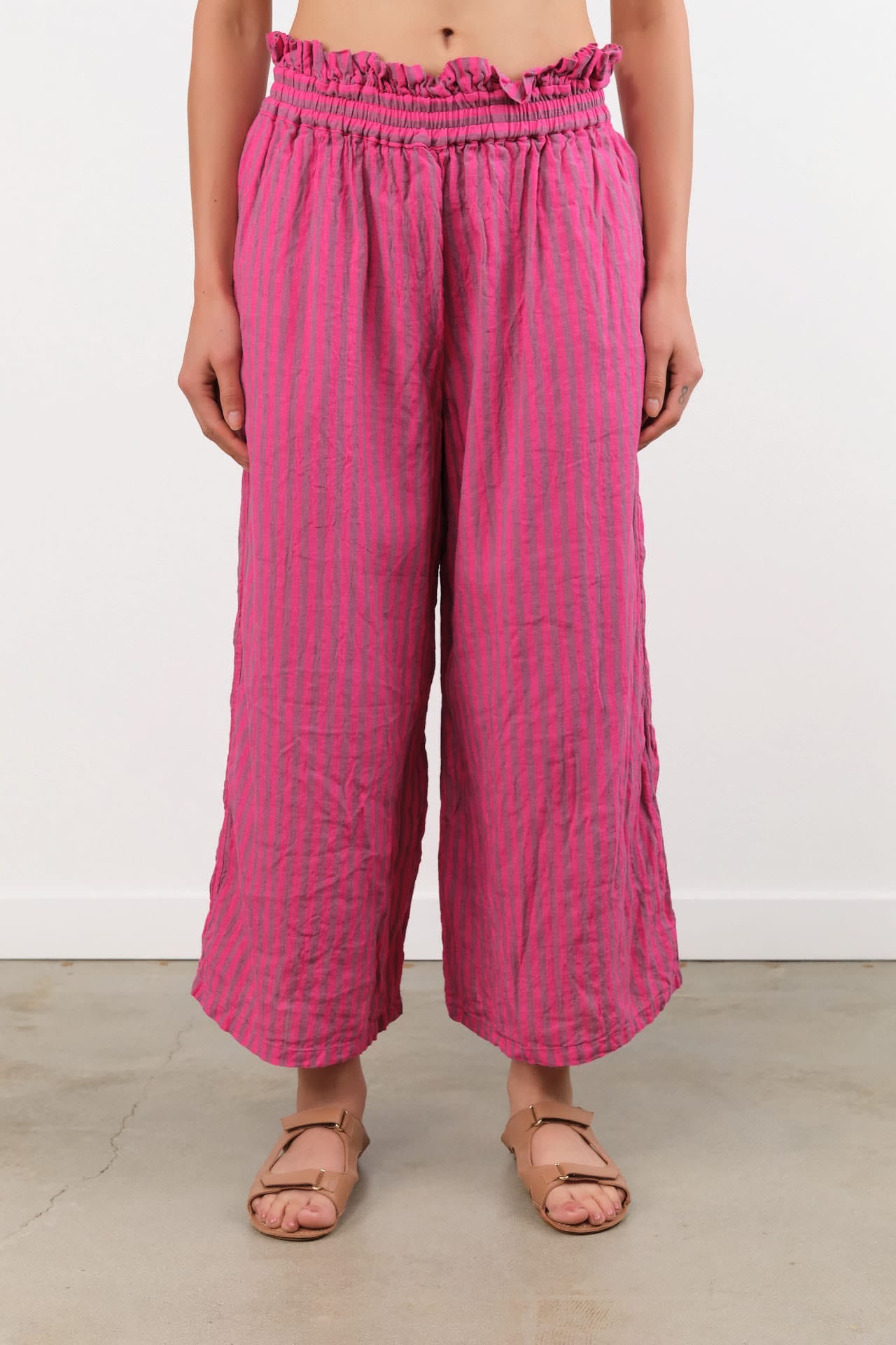 Ichi Antiquities Apparel Womens Pants Woven Stripe Pants Pink / One Size