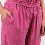 Ichi Antiquities Apparel Womens Pants Woven Stripe Pants Pink / One Size