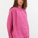 Ichi Antiquities Apparel Womens Blouses Woven Stripe Shirt Pink / One Size
