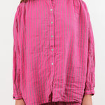 Ichi Antiquities Apparel Womens Blouses Woven Stripe Shirt Pink / One Size
