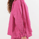 Ichi Antiquities Apparel Womens Blouses Woven Stripe Shirt Pink / One Size