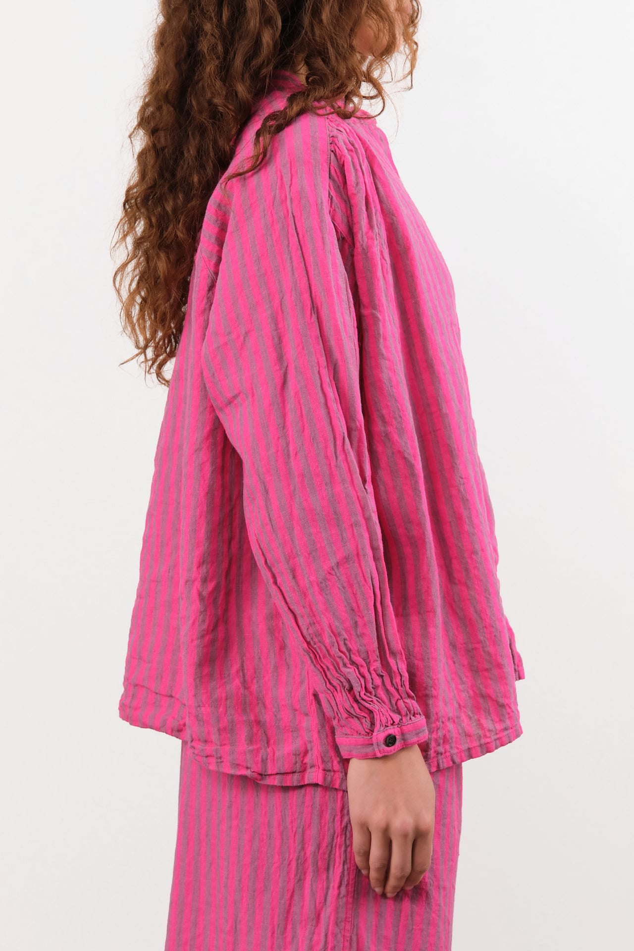 Ichi Antiquities Apparel Womens Blouses Woven Stripe Shirt Pink / One Size