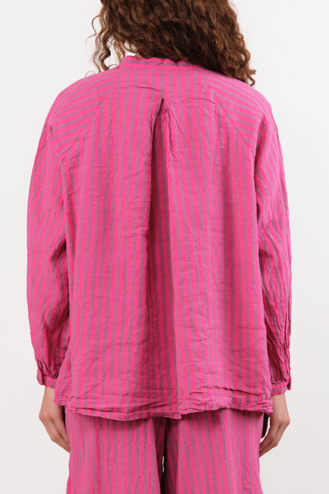 Ichi Antiquities Apparel Womens Blouses Woven Stripe Shirt Pink / One Size