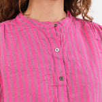 Ichi Antiquities Apparel Womens Blouses Woven Stripe Shirt Pink / One Size