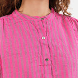 Ichi Antiquities Apparel Womens Blouses Woven Stripe Shirt Pink / One Size