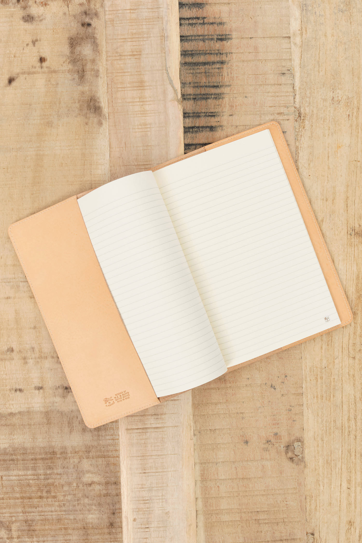 Naturale Tan and Nero Black Italian Leather Classic Notebook by Il Bisonte