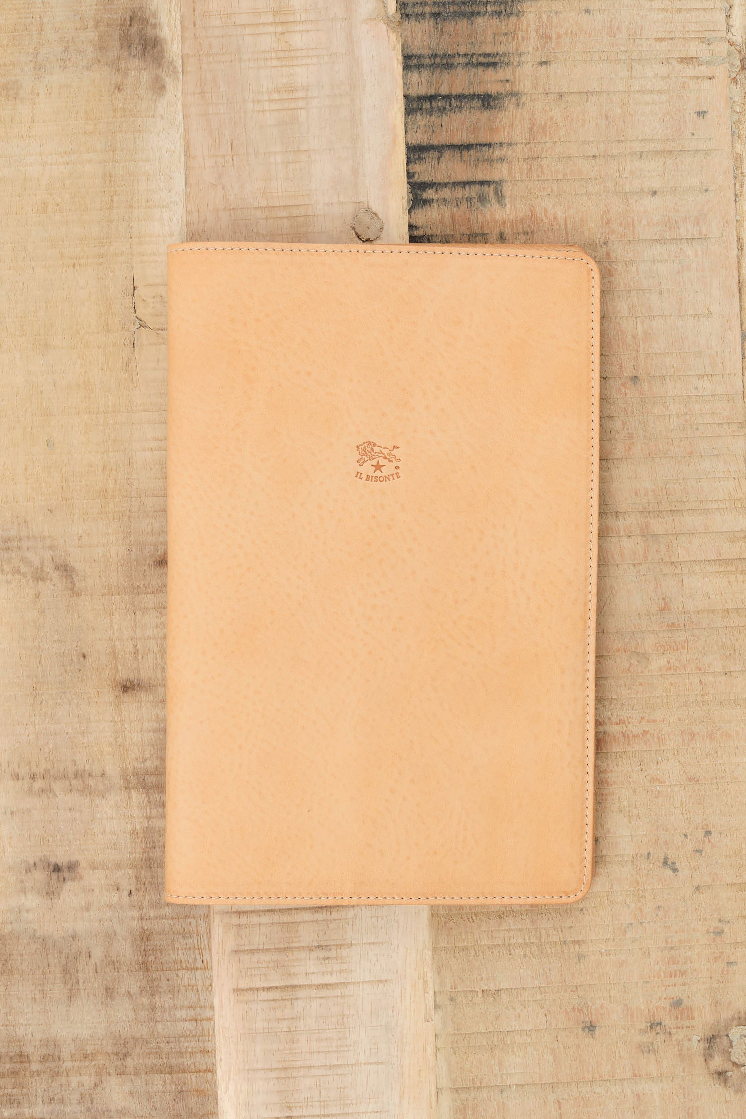 Italian Leather Classic Notebook by Il Bisonte in Naturale Tan and Nero Black