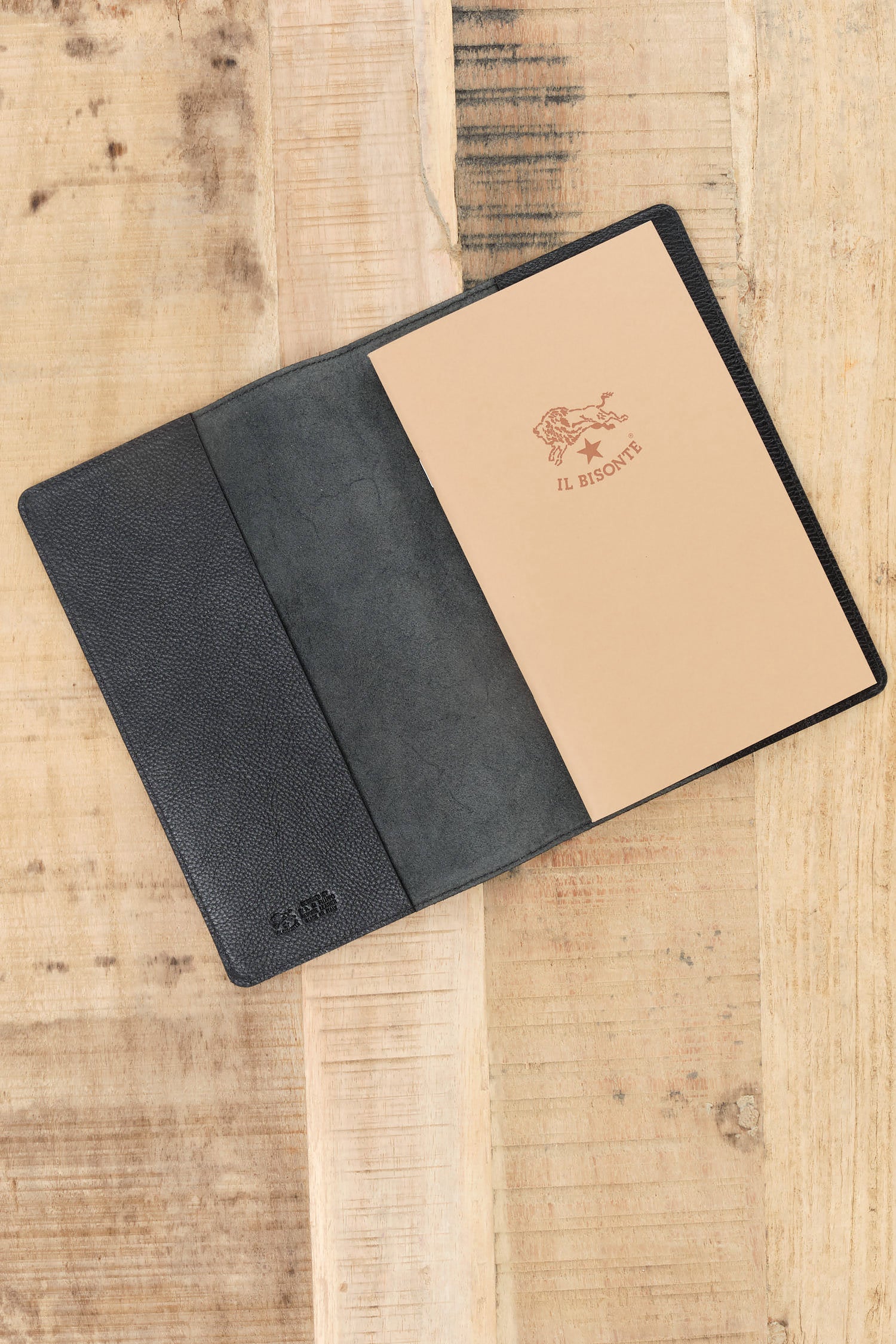 Nero Black Classic Leather Notebook by Il Bisonte