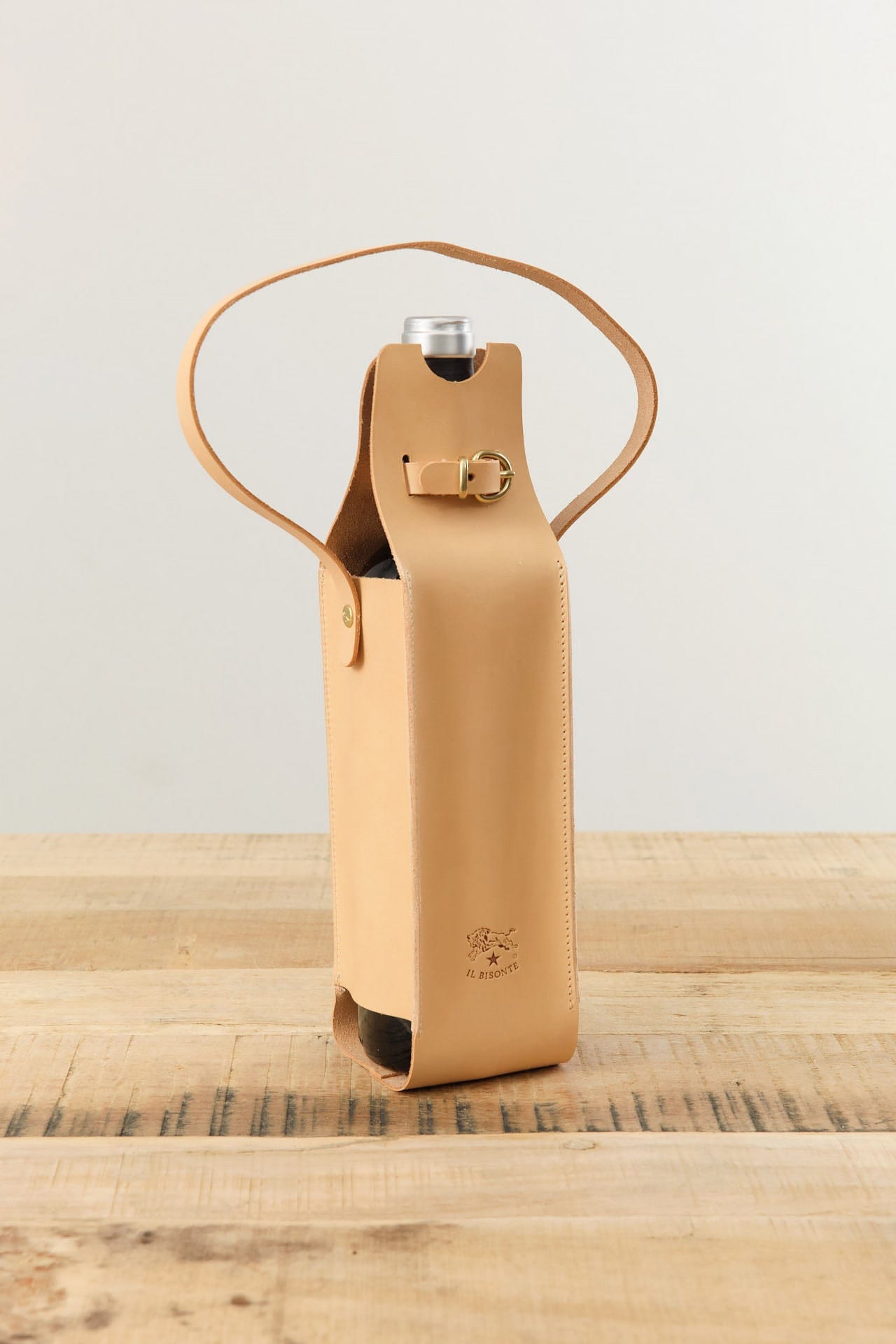 Il Bisonte Home Bar Accessories Cowhide Bottle Holder Naturale / 11.5" L X 3" W X 3" D