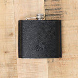 Cowhide Leather Hip Flask in Nero Black by Il Bisonte 